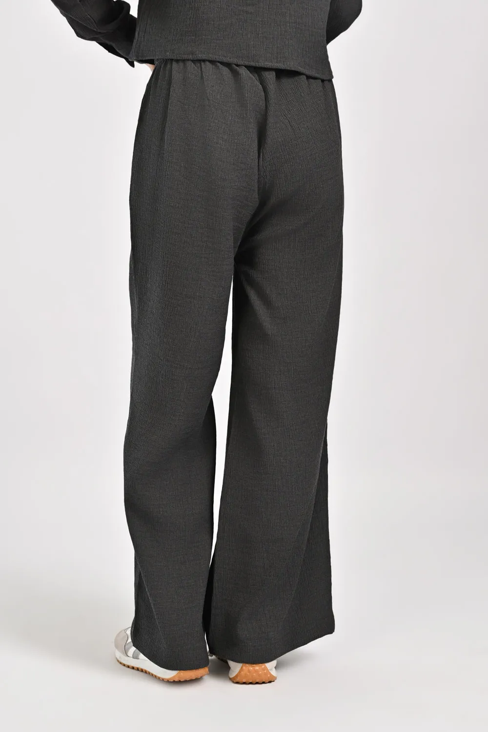TEXTURED WIDE LEG TROUSERS