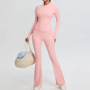 Trend4us Women's Sleek High-Waisted Flared Activewear Set