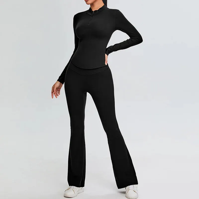 Trend4us Women's Sleek High-Waisted Flared Activewear Set