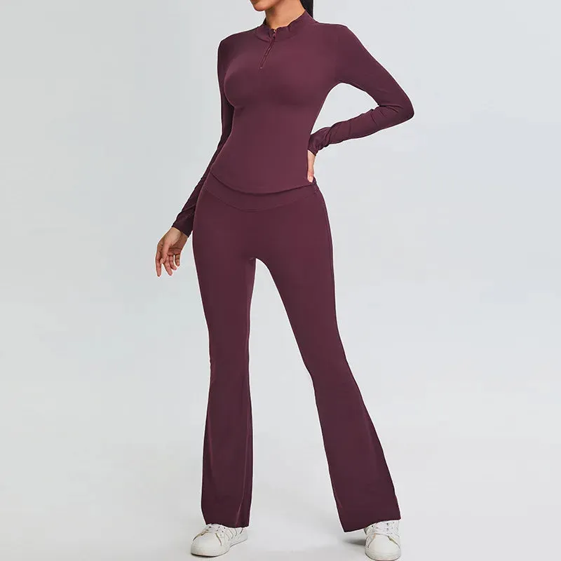 Trend4us Women's Sleek High-Waisted Flared Activewear Set