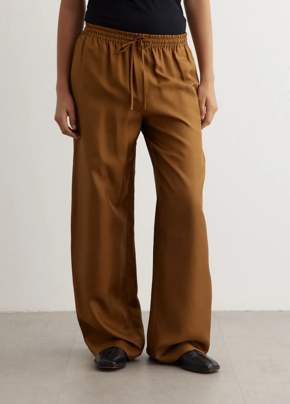 Wide Leg Silk Trousers